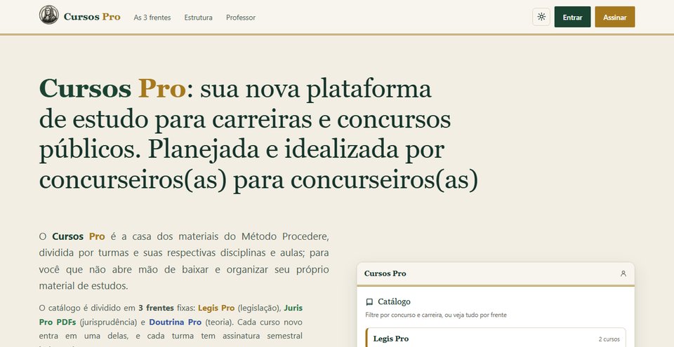 Prévia da vitrine do Cursos Pro
