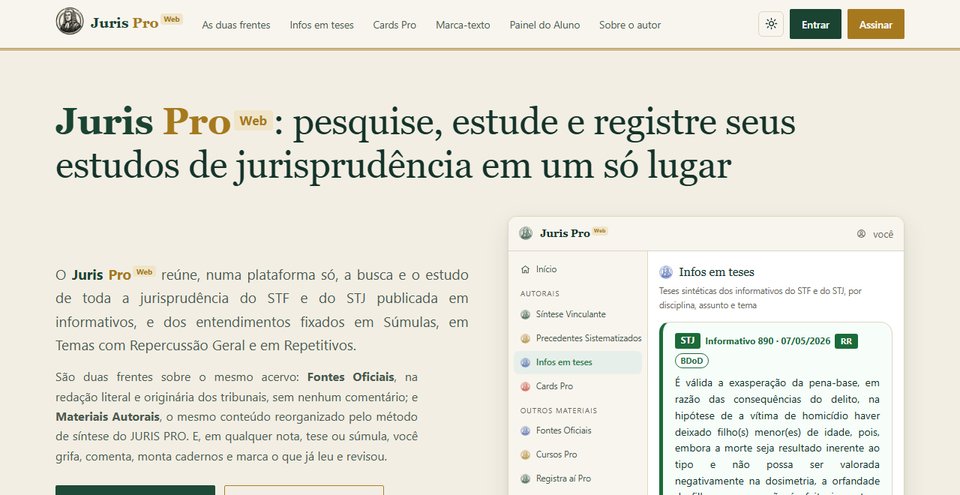 Prévia da vitrine do Juris Pro Web